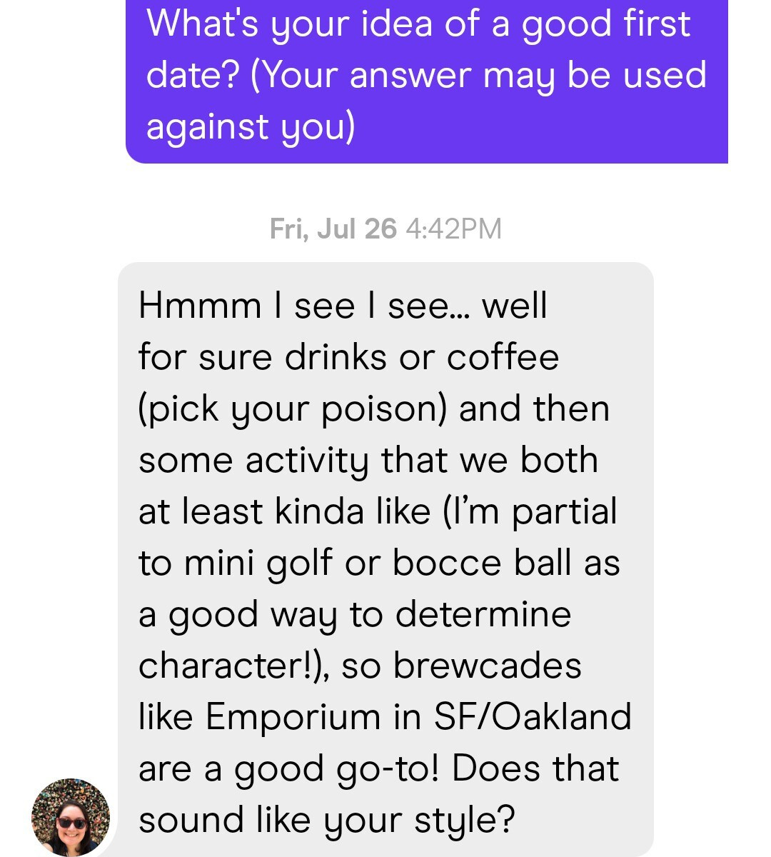 A first date is planned